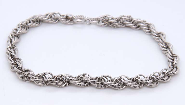 Vintage 925 Sterling Silver Rope Chain Bracelet