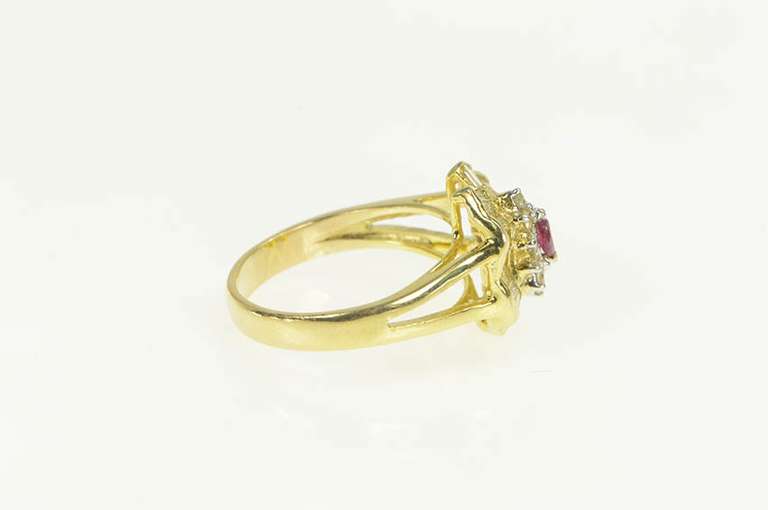 14K Yellow Gold 1.05 Ctw Ruby Diamond Halo Engagement Ring