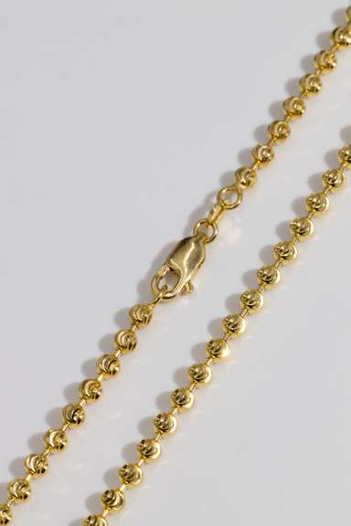 10K 3mm Mooncut Bead Gold Chain 18 Inch
