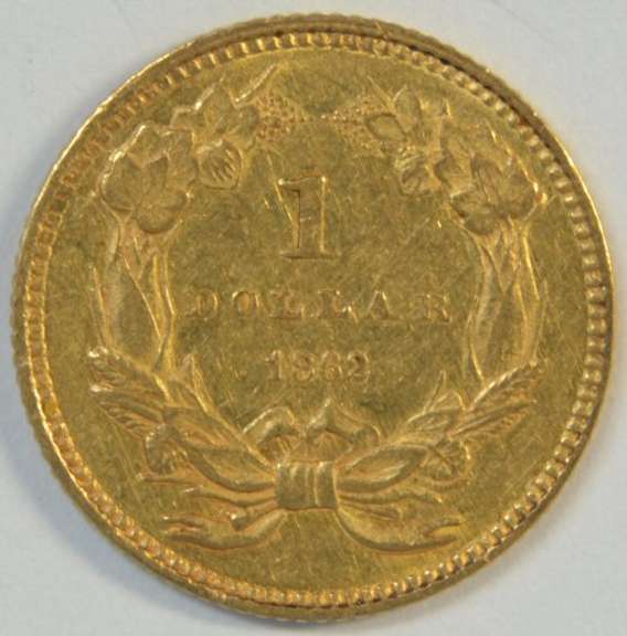 Nice scarce 1862 US Type 3 $1 Gold Piece. Civil War issue