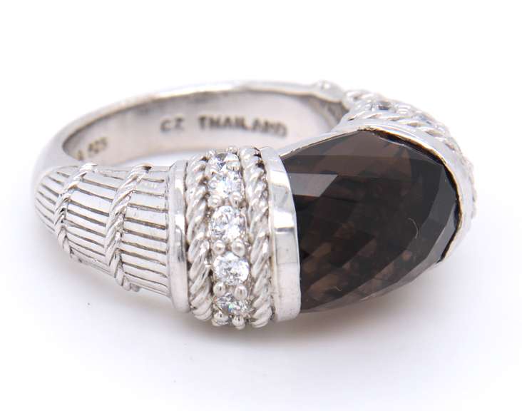 Judith Ripka Sterling Silver Smokey Topaz Ring