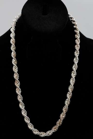 .925 Italian Sterling Silver 8mm Hollow Rope Chain Necklace 22 Inches