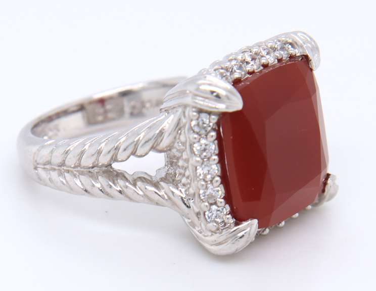 Judith Ripka Sterling Silver Red Carnelian Ring