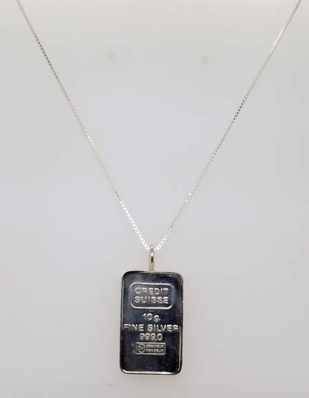 925 Sterling Silver 10 Gram Credit Suisse Pendant on Chain