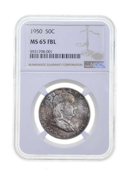 MS65 FBL 1950 Franklin Half Dollar - Graded NGC