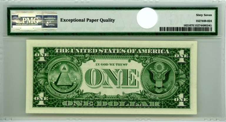 1957-B $1 US Silver Certificate in PMG 67