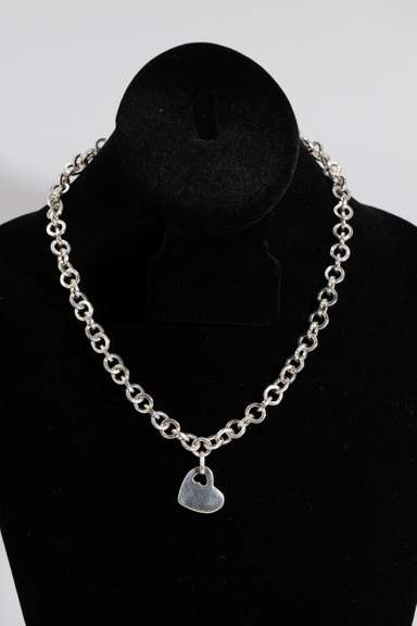 Italian .925 Sterling Silver 8.5mm Rolo Chain w/ 20mm Heart Pendant Toggle Clasp 19 Inch