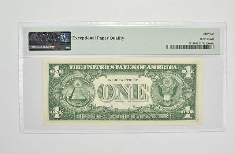 $1 1957-B Silver Cert - PMG 66 EPQ GEM UNC Fr# 1621 (UA Block) - Error