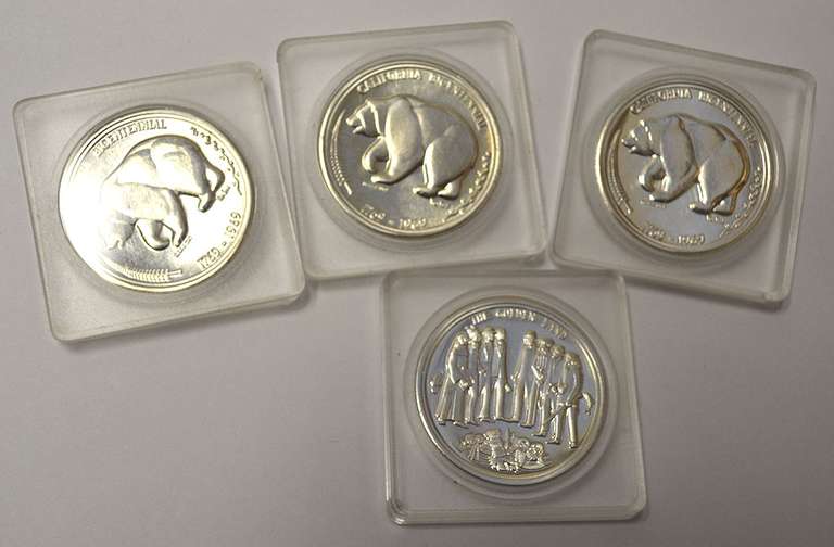 Lot Of 4 California Bicentennial .925 Silver Rounds.