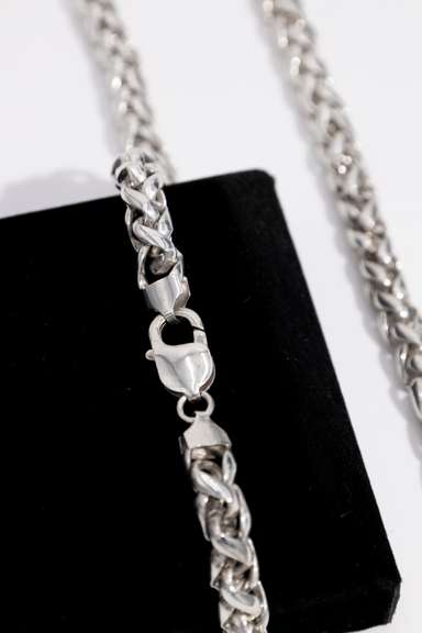 Italian Sterling Silver 8mm Wheat Chain 20 Inch