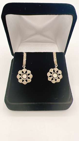 Sterling Silver Diamond Earrings