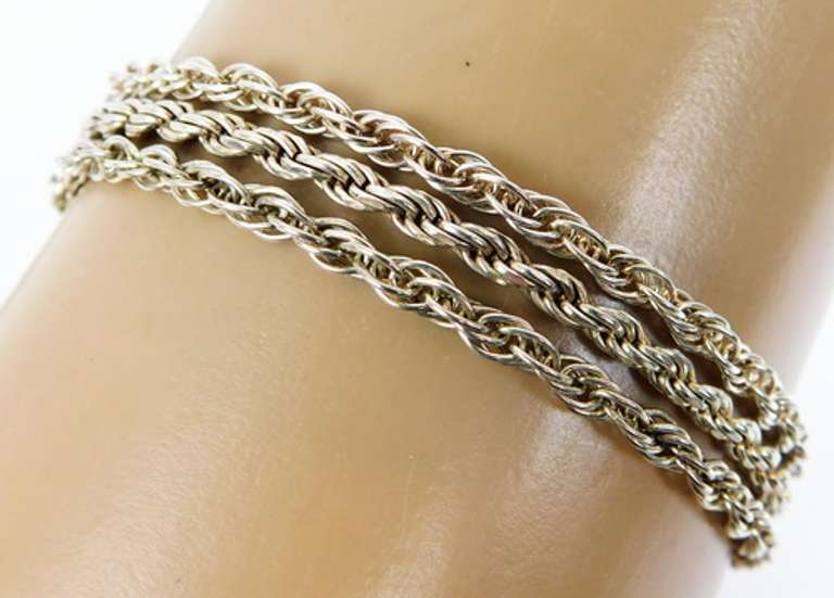 3 Sterling Silver Rope Chain Bracelets
