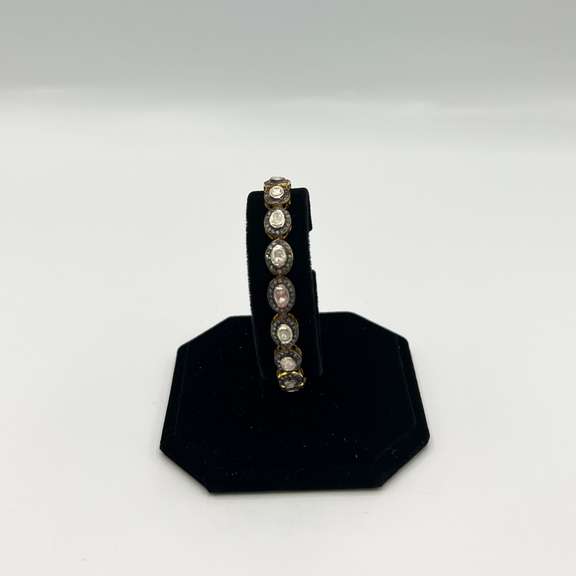 Vintage British Style 8ctw NATURAL DIAMONDS On 18kt Gold Filled Bracelet