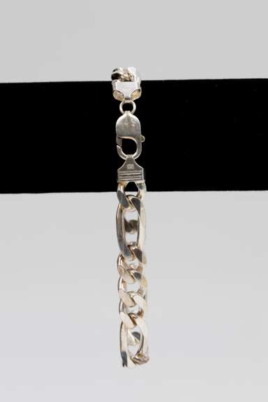 .925 Sterling Silver 10.9mm 3+1 Figaro Bracelet 10 Inches