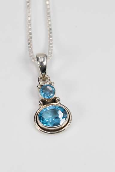 Sterling Silver Natural Blue Topaz Gemstone Pendant