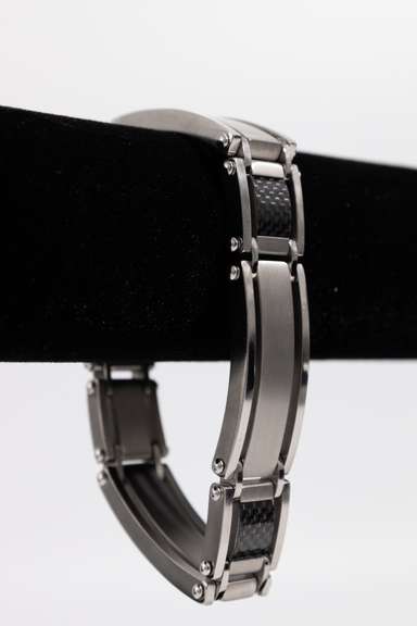 15mm Tungsten Bracelet with Carbon Fiber Inlays 8.5 Inch
