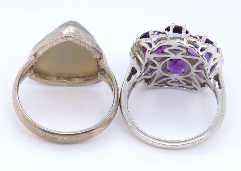 Lot of 2 Vintage 925 Sterling Silver Gemstone Rings