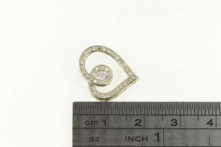 10K White Gold Diamond Encrusted Heart Love Symbol Pendant