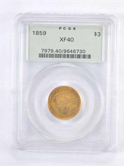 XF40 1859 $3.00 Indian Princess Head Gold Piece - OGH PCGS Upgrade?