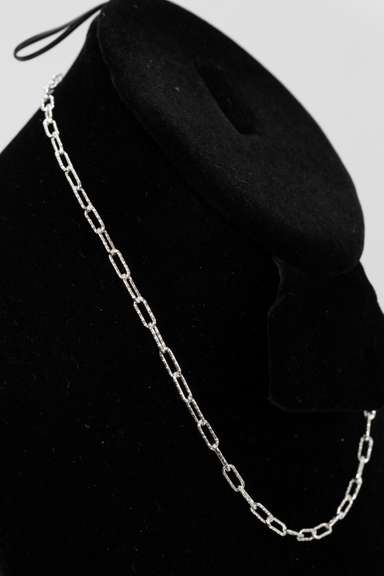 .925 Sterling Silver 3.6mm Diamond Cut Paperclip Chain 16 Inches