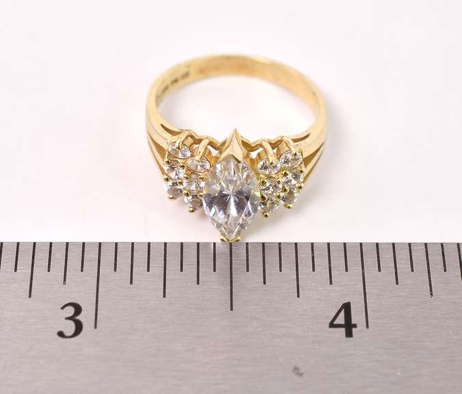 Sparkling Fancy CZ Ring in 14K Yellow Gold
