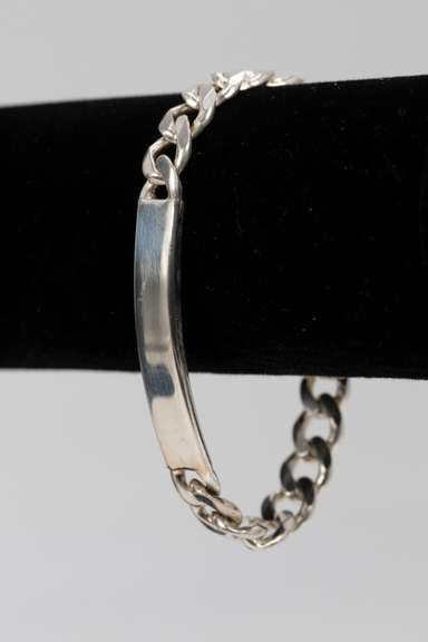 .925 Sterling Silver 8mm Curb Link ID Bracelet 7 Inches
