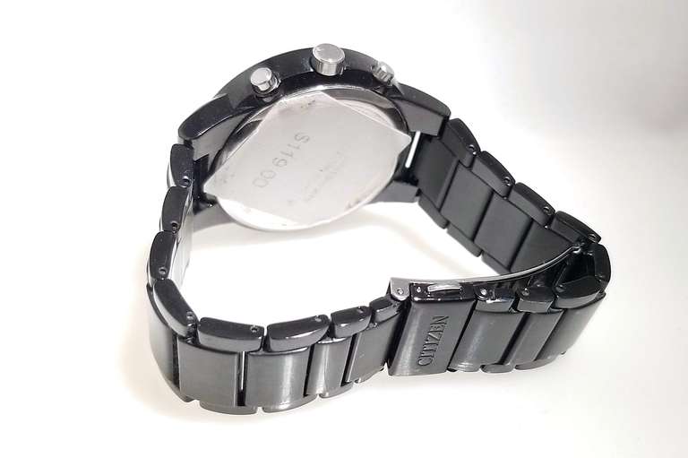 CITIZEN MEN'S CHRONOGRAPH ECO-DRIVE AXIOM BLACK ION-PLATED STAINLESS STEEL BRACELET WATCH 43MM