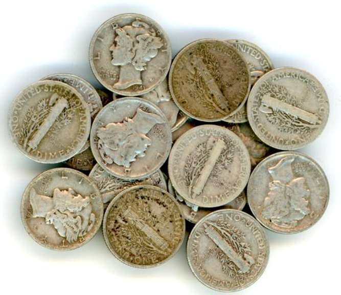 20 Silver Mercury Dimes