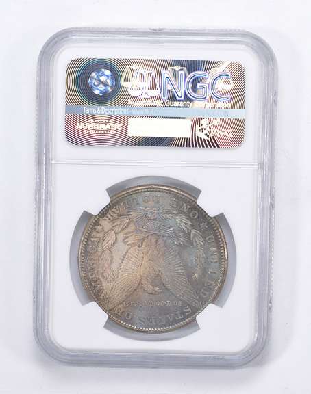 MS64 1885 Morgan Silver Dollar - Blue Toned - Graded by NGC