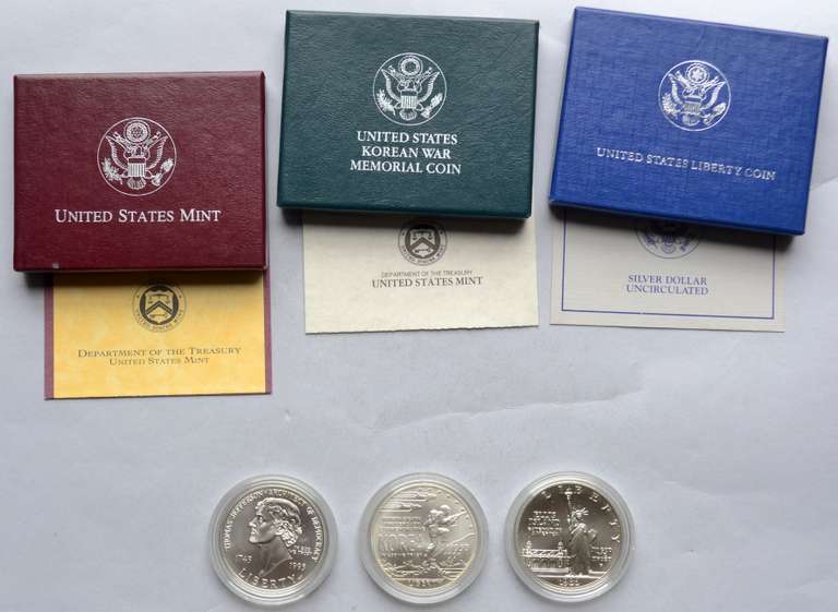 3 Modern Unc Silver Dollars