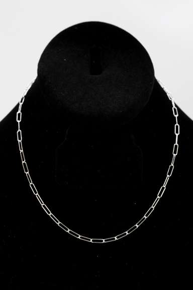 .925 Sterling Silver 3mm Paperclip Chain 16 Inches