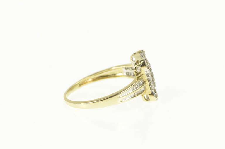 10K Yellow Gold 0.30 Ctw Squared Cluster Diamond Engagement Ring