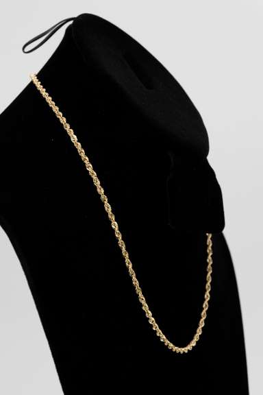 10k Gold 3mm Diamond Cut Silk Rope Chain 18 Inches