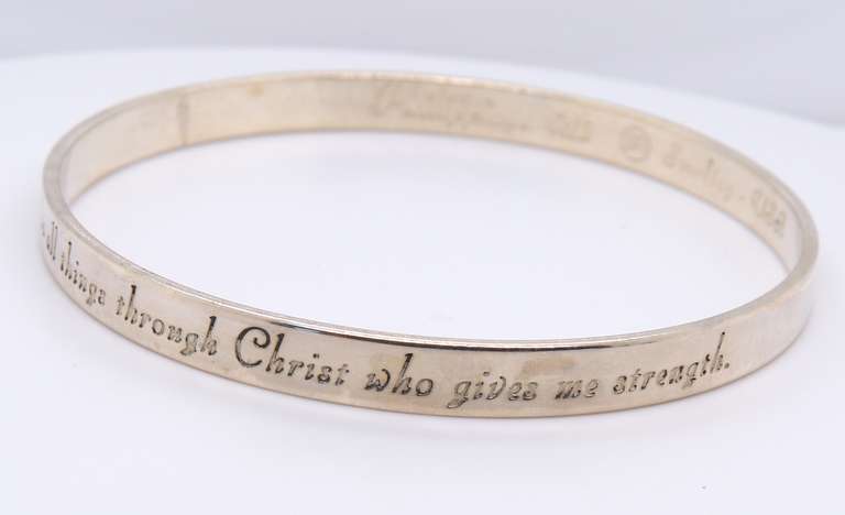 Vintage 925 Sterling Silver Signed Engraved Bangle