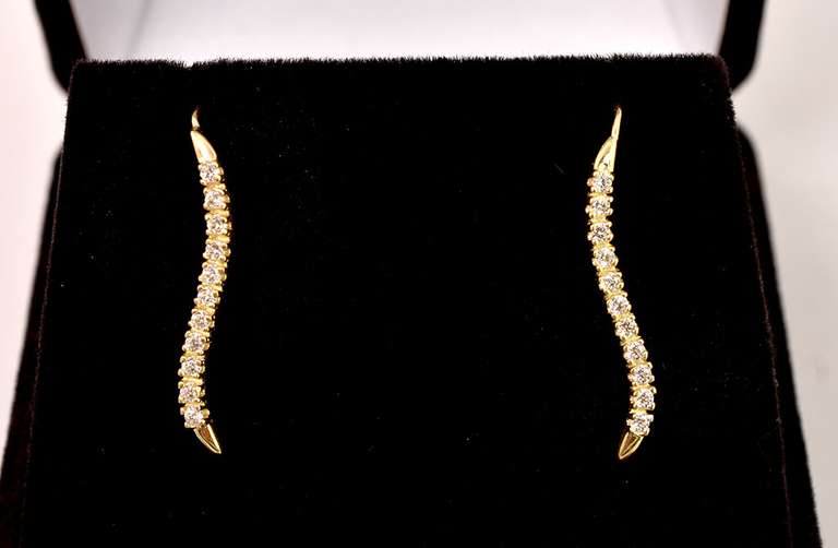 Wonderful CZ Wire Earrings in 14K Yellow Gold