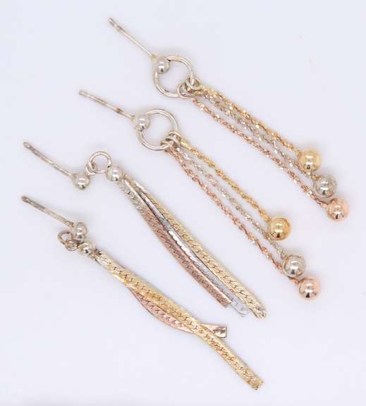 Group Lot of 2 Vintage 925 Sterling Silver Dangle Earrings