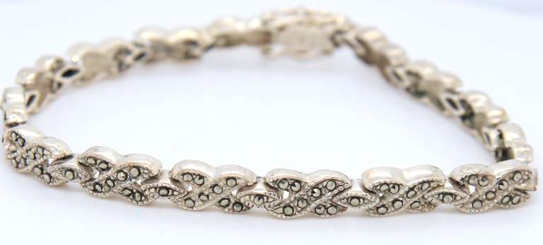 Vintage 925 Sterling Silver Signed Cubic Zirconia Bracelet