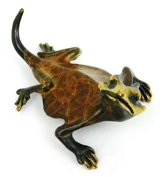 Artist Signed Metal Iguana Figure