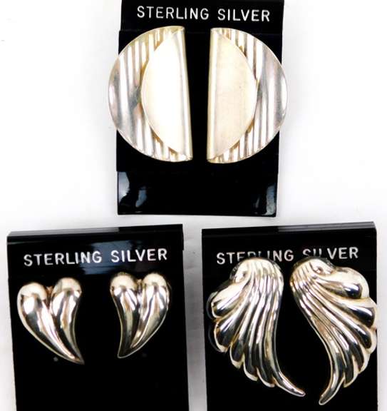 3 Pairs of Sterling Silver Earrings