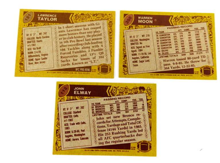 3 - 1986 Football Greats Cards