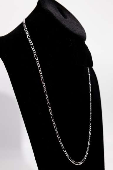 14K White Gold 3.9mm Figaro Link Chain 24 Inch
