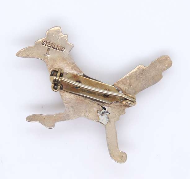 Vintage Sterling Silver Turquoise Road Runner Bird Oin