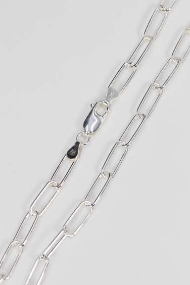 Italian .925 Sterling Silver 5.1mm Paperclip Chain 16 Inches
