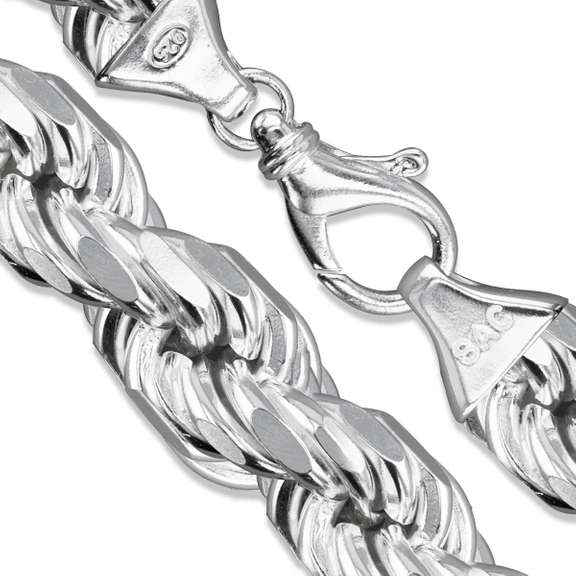 Italian Sterling Silver 18mm Rope Chain Necklace 26 Inch