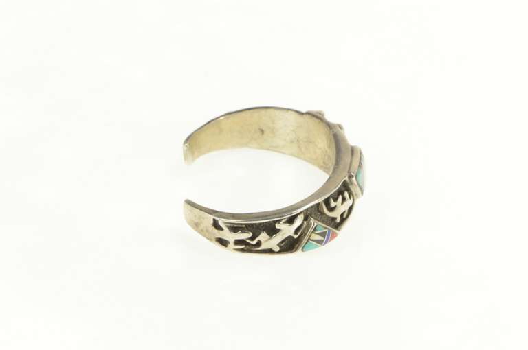 Sterling Silver Native Gloria Livingstone Zuni Lizard Bracelet