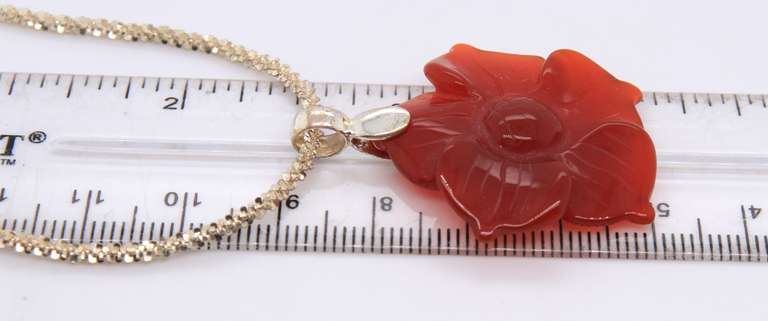 Vintage Italian Coral Flower Pendant on Chain