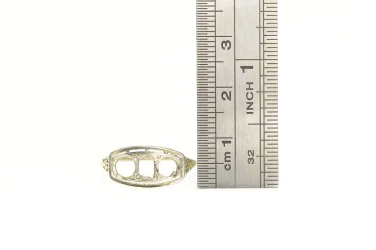 14K Yellow Gold Art Deco Filigree Engagement Setting Ring