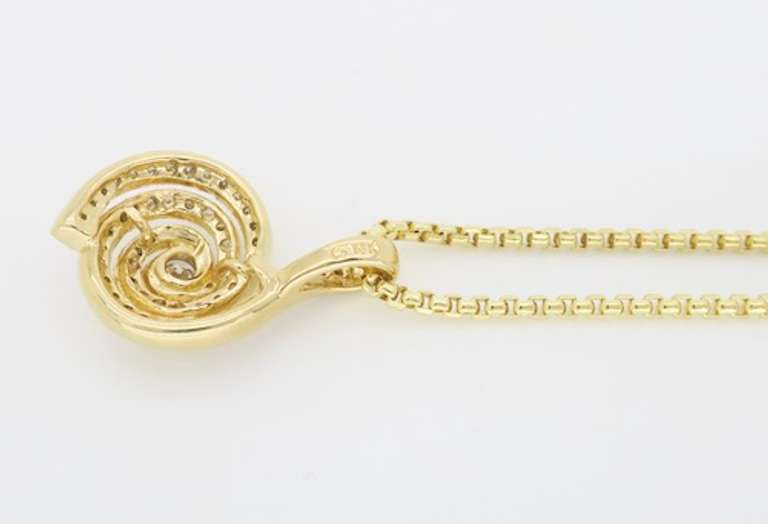 Swirl Diamond Pendant Necklace in 14k Yellow Gold