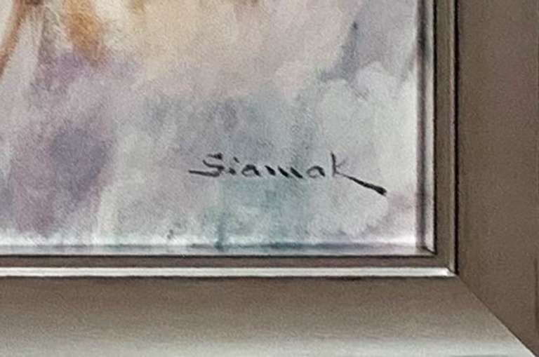 Siamak Etemadi Original Oil on Canvas "Horse Race II"