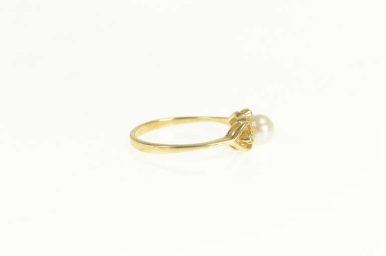 10K Yellow Gold Pearl Diamond Heart Accent Promise Ring